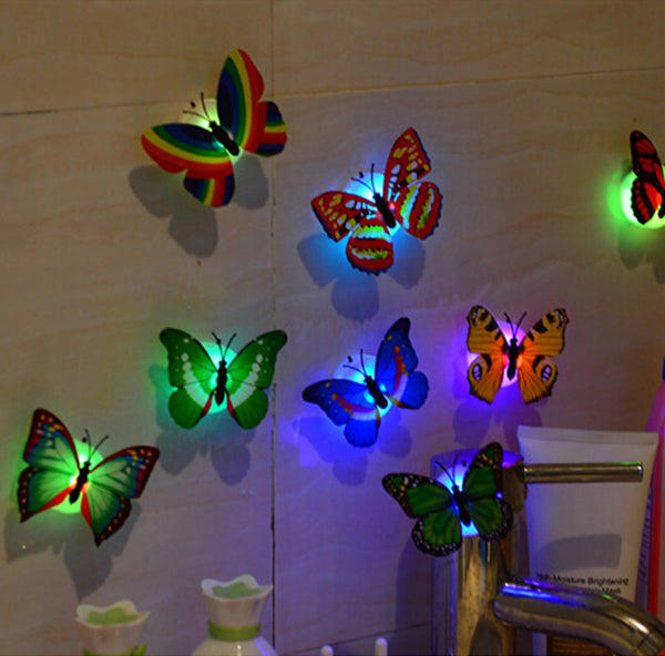 10Pcs 3D Wall Stickers Butterfly LED Lights Wall Stickers