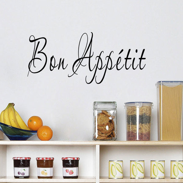 kitchen wall stickers Vinyl Quote Bon Appetit Dinning Room Decor Kitchen Decals Art