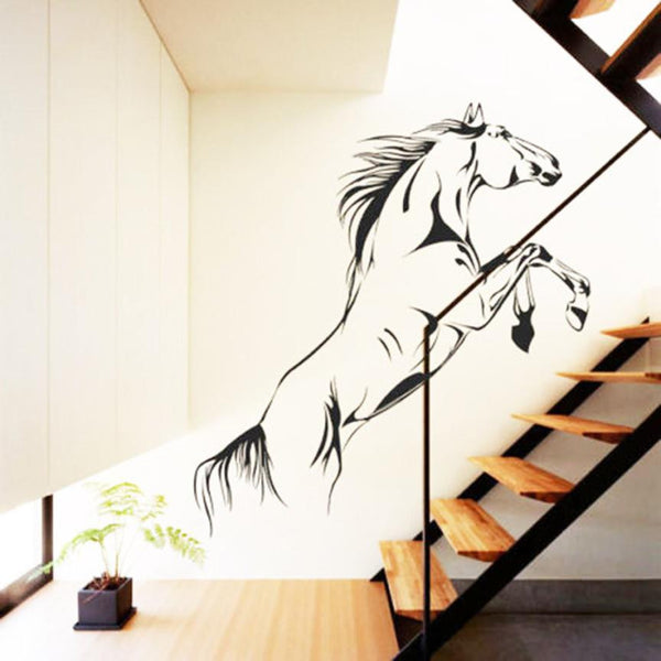 2018 Home Decor New Black Running Horse Wall Sticker Removable Vinyl