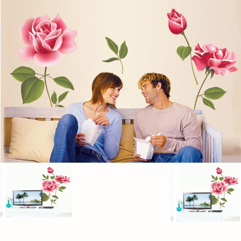Hot Sale 2018 wall stickers home decor DIY Rose Flower Pattern Removable Vinyl