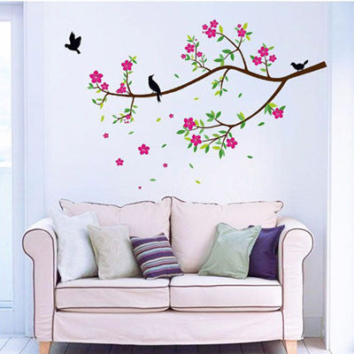 Flowers And Birds PVC Wall Stickers Decal Removable for kids room