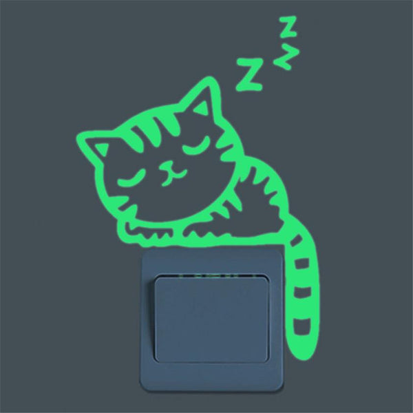 Cute Creative Cat Luminous Noctilucent Glow in the dark Switch Wall Sticker