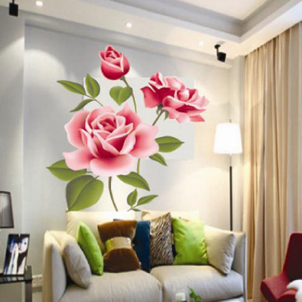 Rose Flower Wall Stickers Removable Decal Home Decor DIY Art Decoration