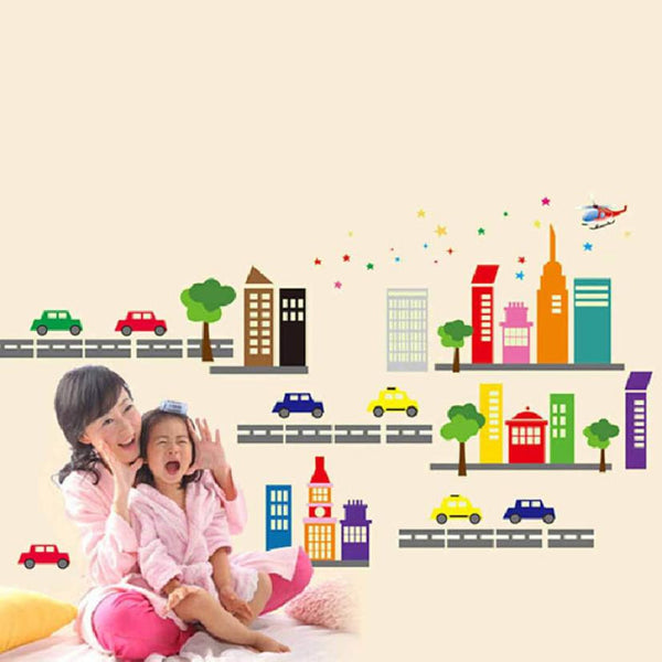 Hot Sale 2018 wall stickers for kids rooms City Car Nursery Kid Glow in Dark Luminous