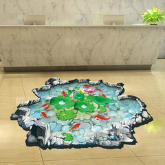 Hot Sale high quality 3d wall stickers Fish Ponds Mural Ground Stickers