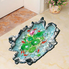 Hot Sale high quality 3d wall stickers Fish Ponds Mural Ground Stickers