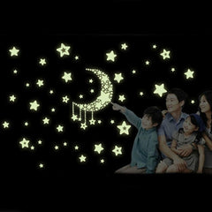 Hot Sale wall stickers Moon Stars Removable Night Glow  in the Dark