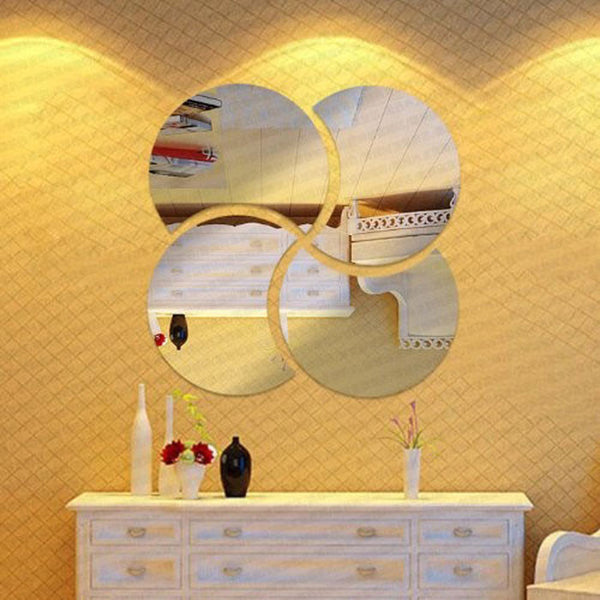 3D Circles Mirror Puzzle Home Decor Bell Cool Mirrors Wall Stickers