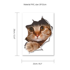3D Cats and Dogs Wall Vinly Toilet Stickers Hole View