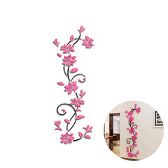 Removable 3D Rose Flower Rattan Wall Stickers Living Room TV Background